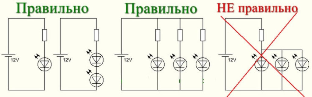 Свързване на светодиод към 12 волта