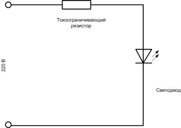 Свързване на светодиода към 220V