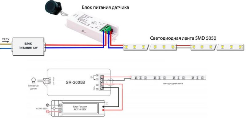 Схема за свързване на сензора за движение